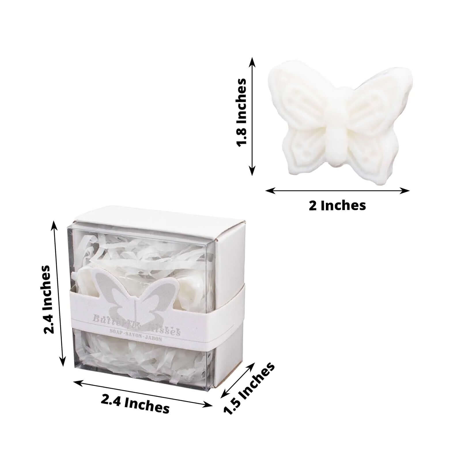 10 Pack White Butterfly Unscented Soap Party Favors with Gift Boxes, Pre-Packed Baby Shower Wedding Souvenirs - 2