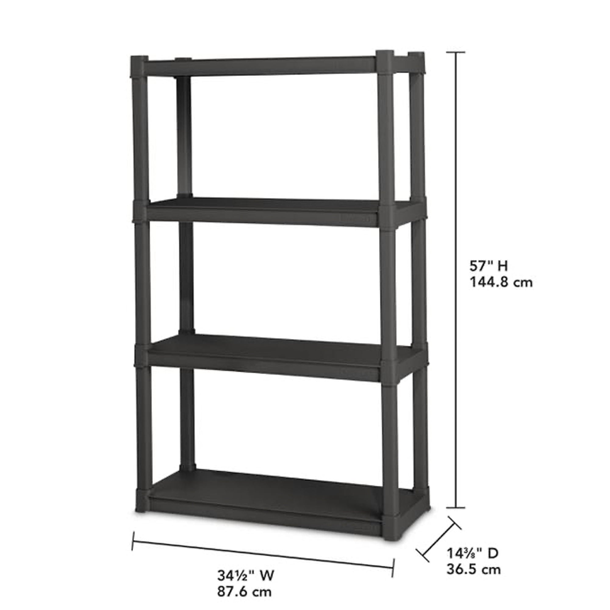 Sterilite Plastic Indoor Outdoor 4 Shelf Durable Shelving Unit, Gray 2 Pack