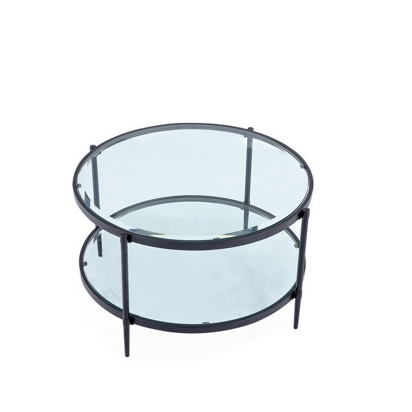 GZMR Round Coffee Table Accent Table with Shelf