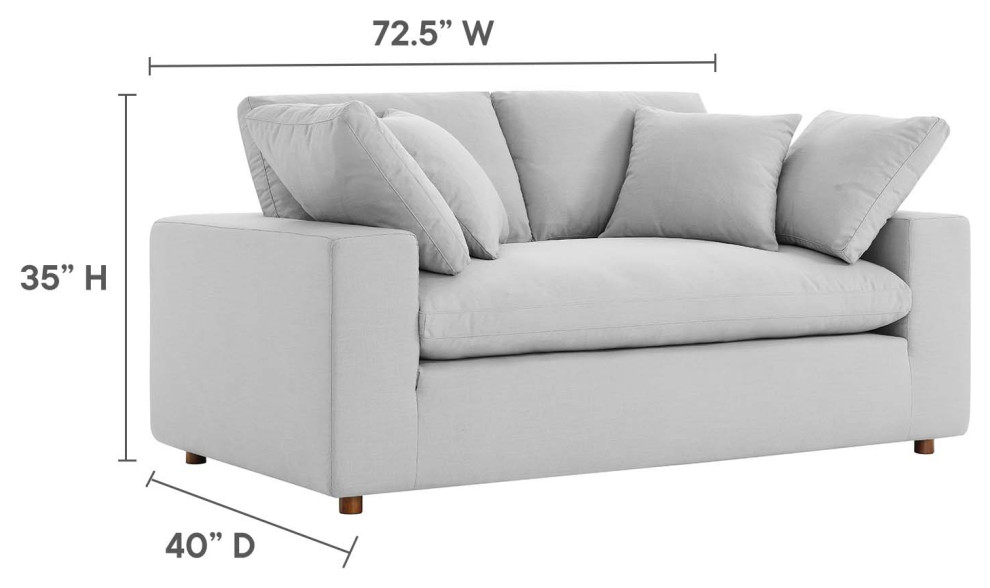 Commix Down Filled Overstuffed Loveseat   Light Gray   Transitional   Loveseats   by VirVentures  Houzz