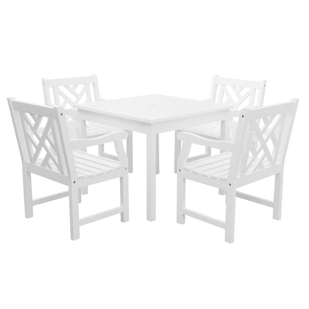 Monarda Outdoor 5 piece Wood Patio Stacking Table Dining Set