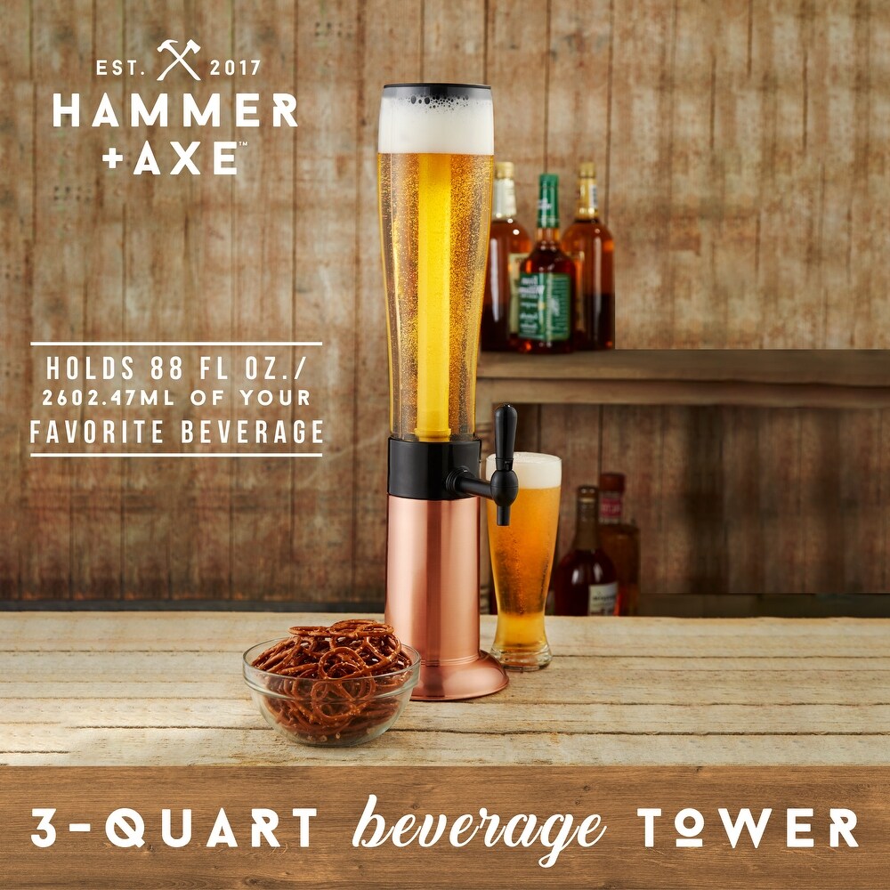 Hammer and Axe Beer Tower Drink Dispenser   8 x 8 x 29