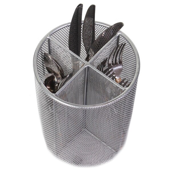 YBM Home Silver Mesh Quartet Cup Utensil Organizer Caddy