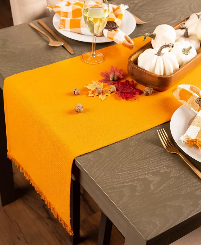 Design Imports Solid Pumpkin Spice Heavyweight Fringed Table Runner 14 X 72