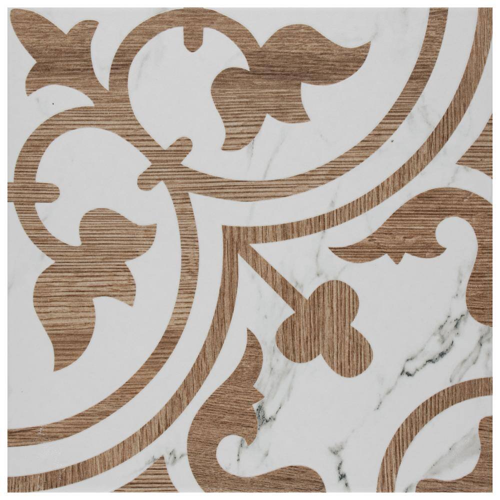 Merola Tile Llama Arte Loire Noce 9-34 in. x 9-34 in. Porcelain Floor and Wall Tile (10.88 sq. ft.Case) FCD10ALN