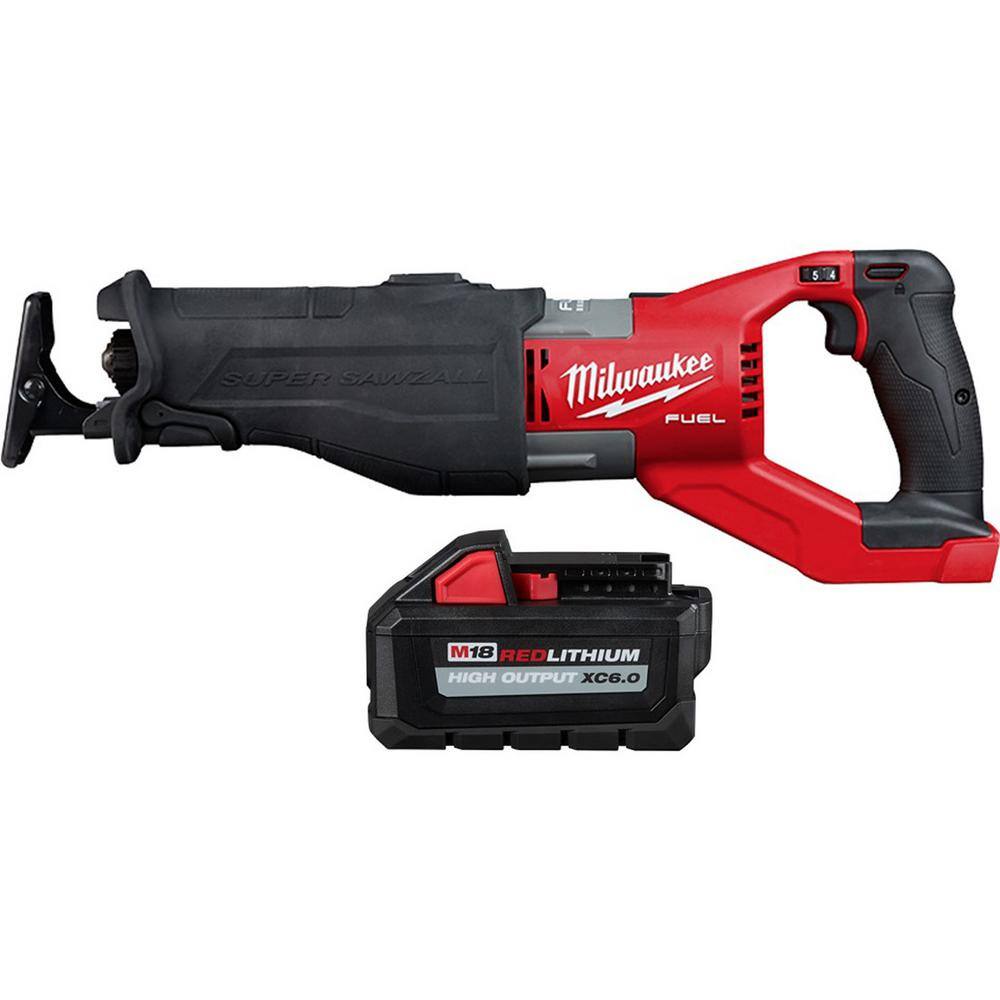 MW M18 Fuel 18-Volt Lithium-Ion Brushless Cordless Super Sawzall Orbital Reciprocating Saw with 6.0 Ah Battery 2722-20-48-11-1865