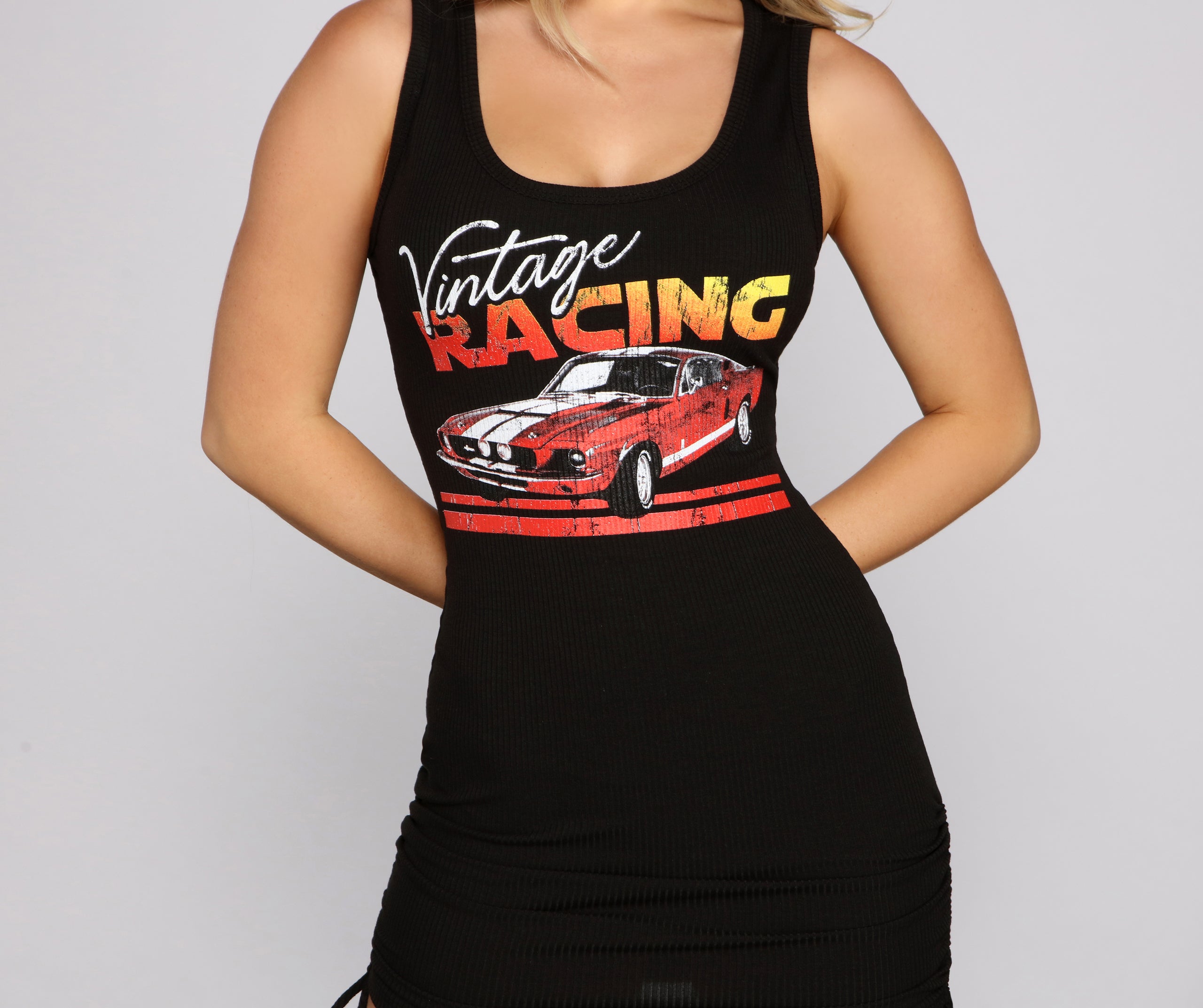 Vintage Racing Sleeveless Mini Dress