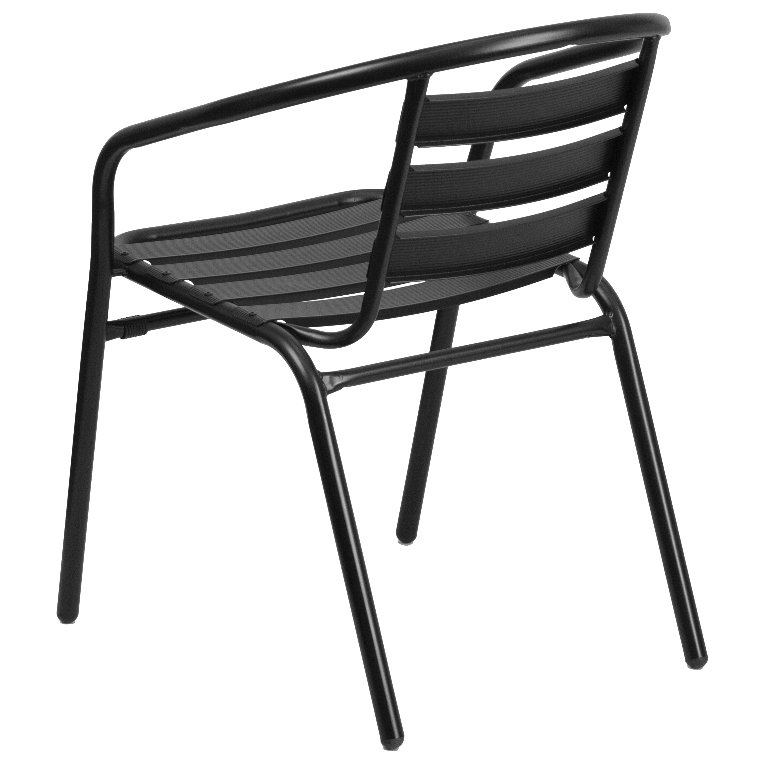 Flash Furniture 4 Pack Black Metal Restaurant Stack Chair with Aluminum Slats