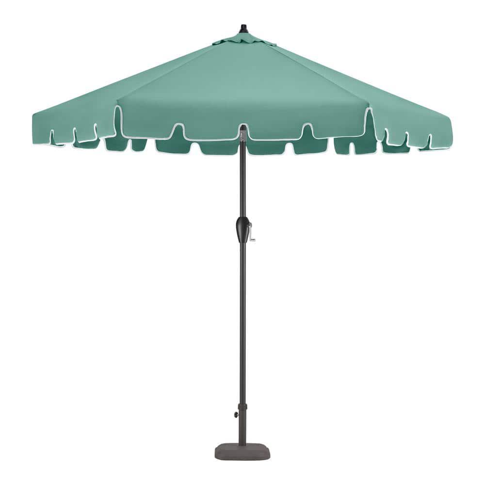 Hampton Bay 9 ft Aluminum Market Push Button Tilt Patio Umbrella in Aloe Green