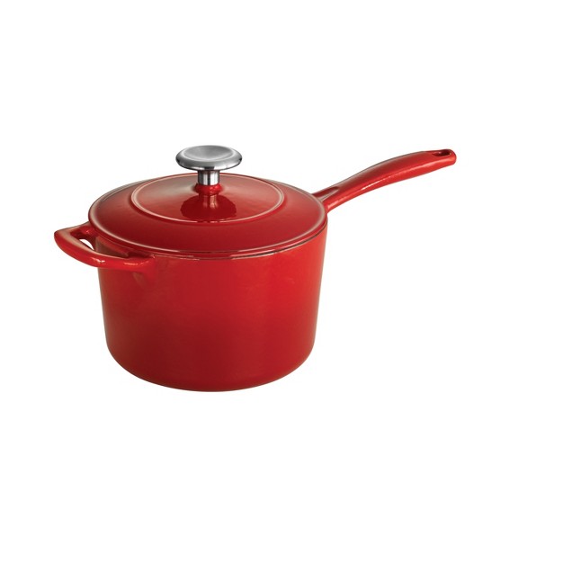 Tramontina Gourmet 2 5qt Enameled Cast Iron Sauce Pan With Lid Red