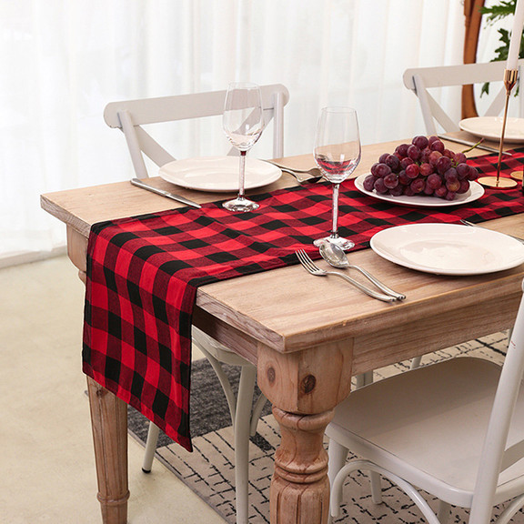 Muka Table Runner Buffalo Check Plaid Christmas Ta...