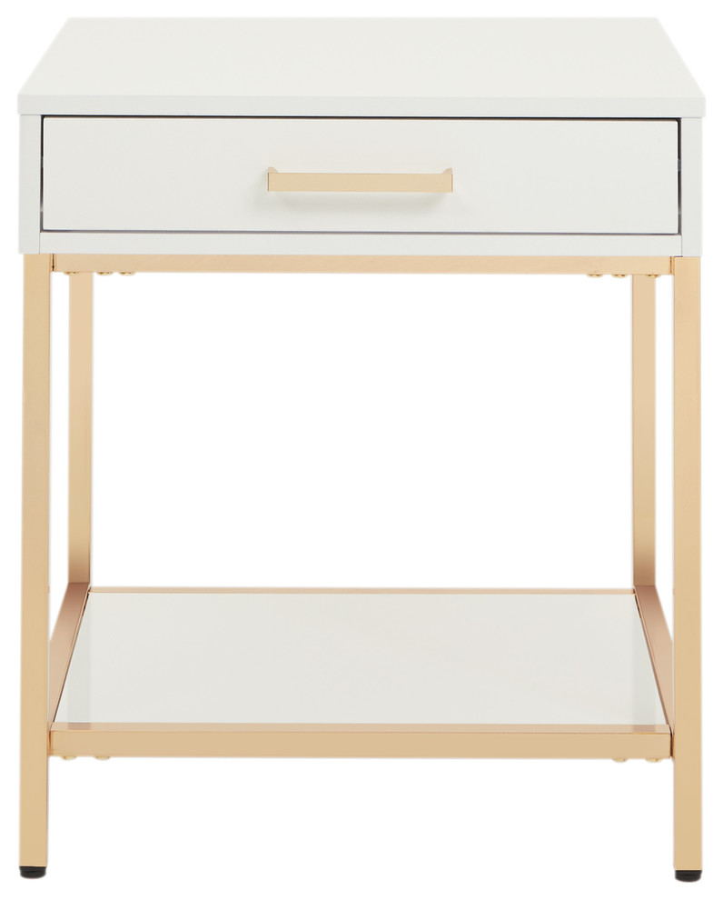 Alios End Table With White Gloss and Gold Chrome Plated Base   Contemporary   Side Tables And End Tables   by Office Star Products  Houzz