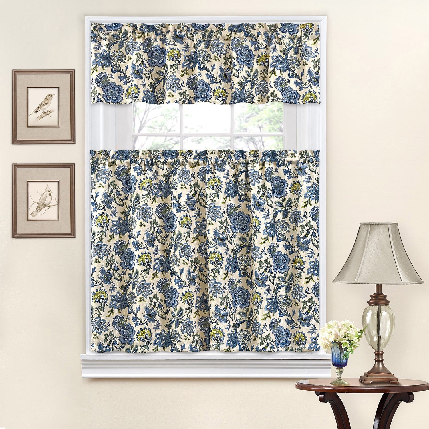 Traditions By Waverly Navarra Floral Kitchen Curtain And Valance Set