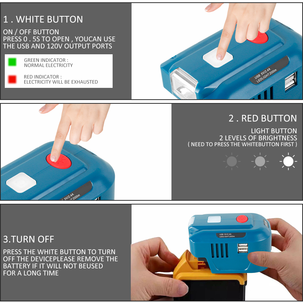 THRENS 150W Power Inverter Compatible with DeWalt 20V Battery for Portable Station Charger