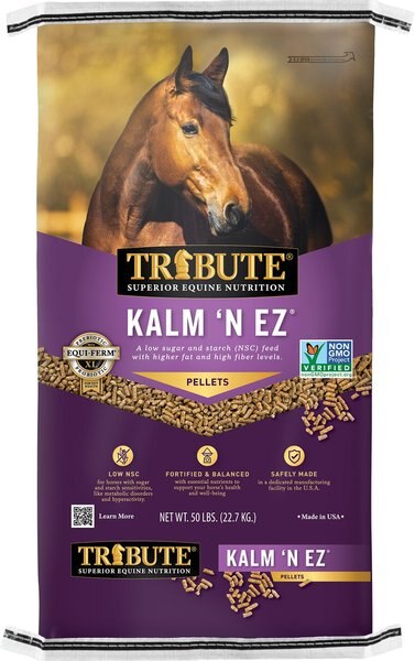 Tribute Equine Nutrition Kalm 'N EZ Pellet Low-NSC， Non-GMO Horse Feed