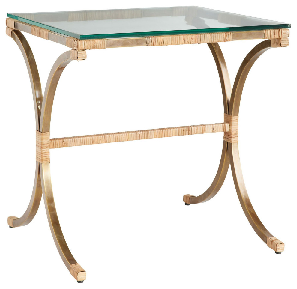 Templeton End Table  Vintage Brass  Rectangle  18.5 quotW (DC2022 3MRL4)   Tropical   Side Tables And End Tables   by Lighting Reimagined  Houzz