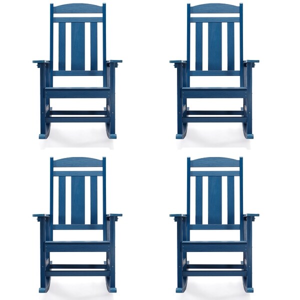 LUE BONA Plastic Outdoor Patio Adirondack Rocking Chairs For Porch Set of 4