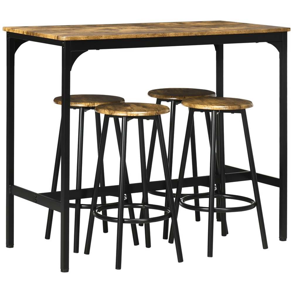 HOMCOM 5 Piece Counter Height Bar Table and Chairs Set