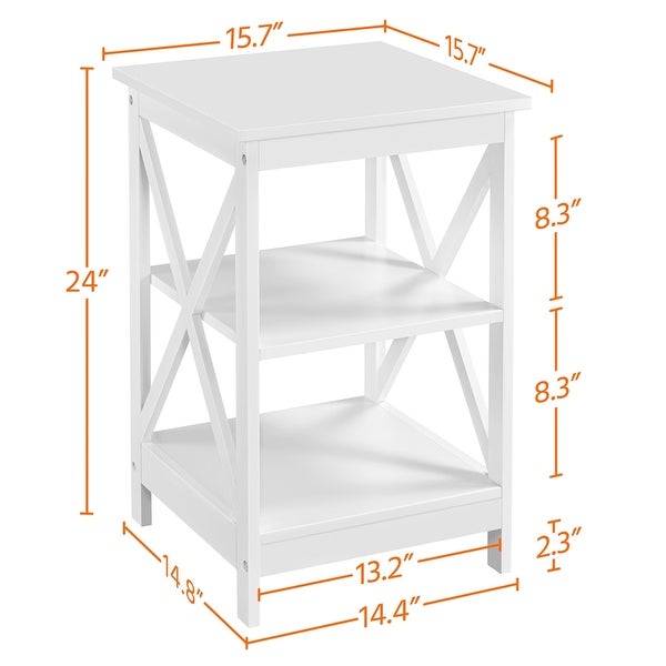 Yaheetech 3 Tier X-Design End Table Storage Cabinet For Living Room