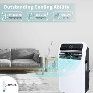 Shinco 12000 BTU (7800 BTU DOE) Portable Air Conditioner Cools 400 sq.ft. with Dehumidifier with Remote in White 3 Speeds JSXKRY23061603