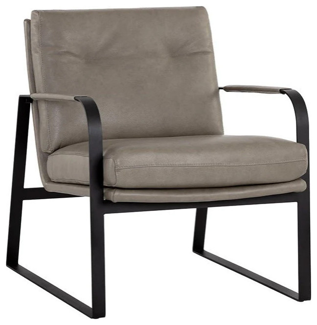 Villette Lounge Chair  Missouri Stone Leather   Contemporary   Indoor Chaise Lounge Chairs   by Virgil Stanis Design  Houzz