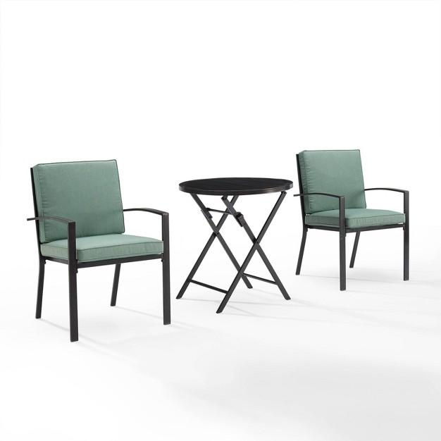 3pc Kaplan Outdoor Steel Chat Set Mist bronze Crosley