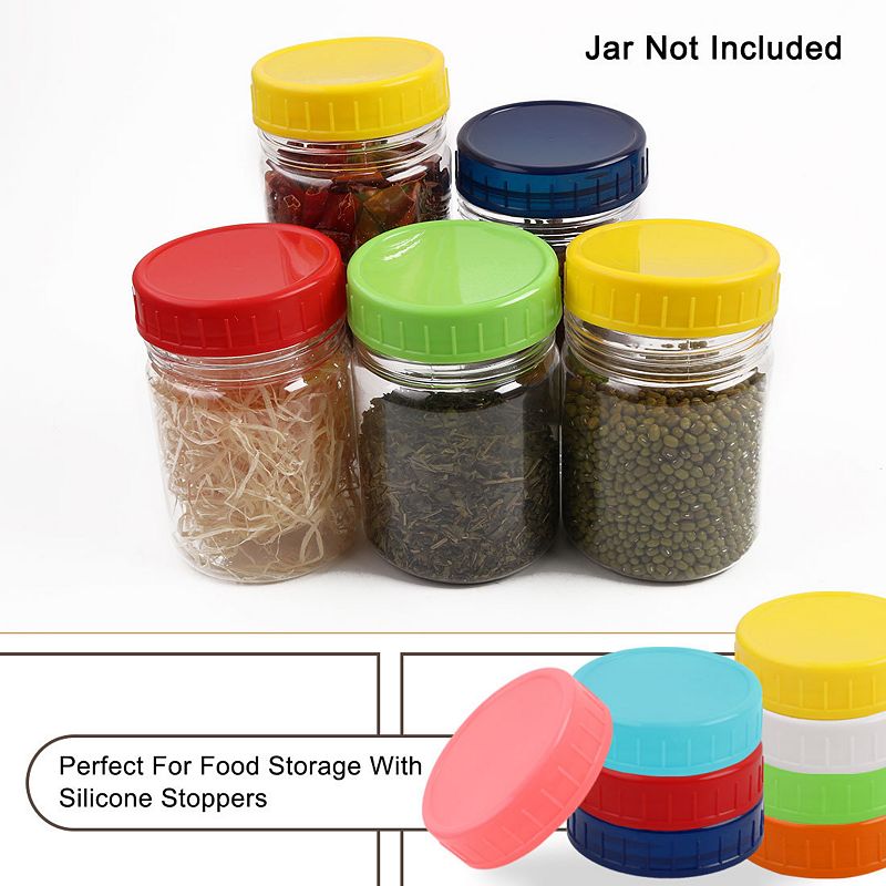 24 Pcs Assorted Color Plastic Mason Jar Lids Regular Mouth Mason Canning Jars