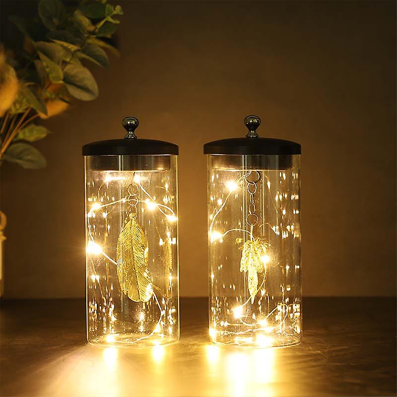 Set Of 2 Leaf Pendant Decorative Lamp Battery Powered Lights 7