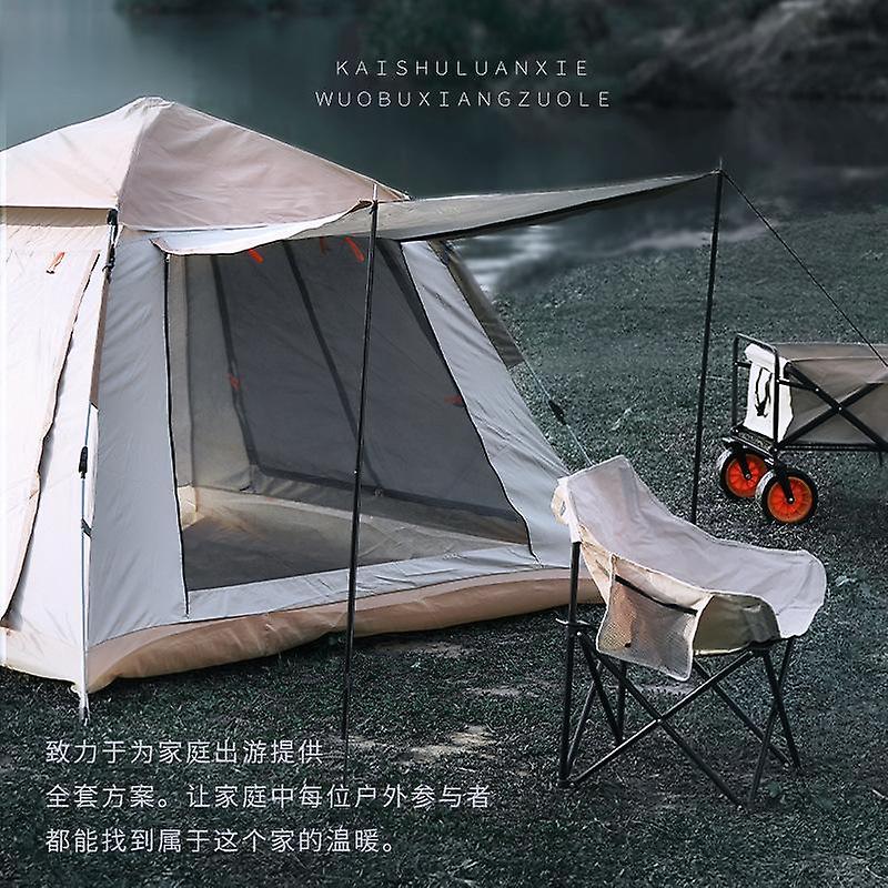 Outdoor camping automatic tent 2-3-4 person tent-Tent (medium) cloud grey