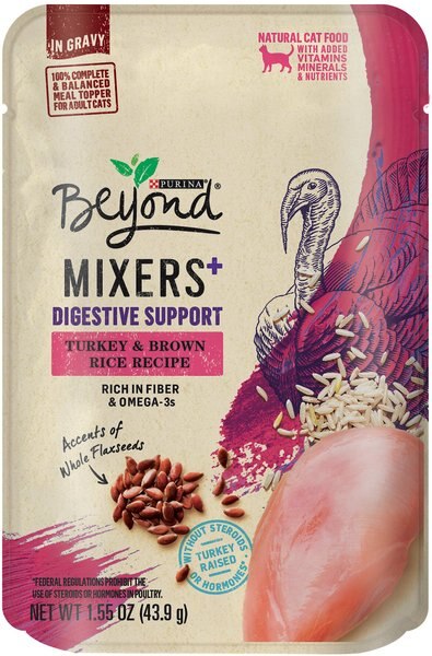 Purina Beyond Mixers+ Digestive Support Turkey and Brown Rice Recipe Wet Cat Food， 1.55-oz pouch， case of 16