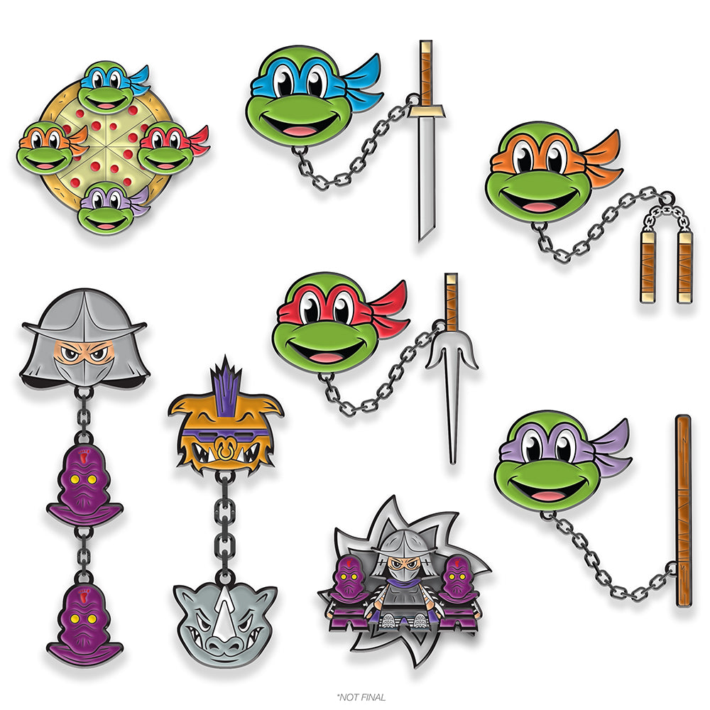 Teenage Mutant Ninja Turtles (Cartoon) – 2” Interactive Enamel Pins (PRE-ORDER)