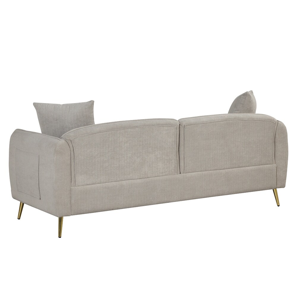 2 Piece Velvet Upholstered Sofa Sets with Loveseat Golden Metal Legs