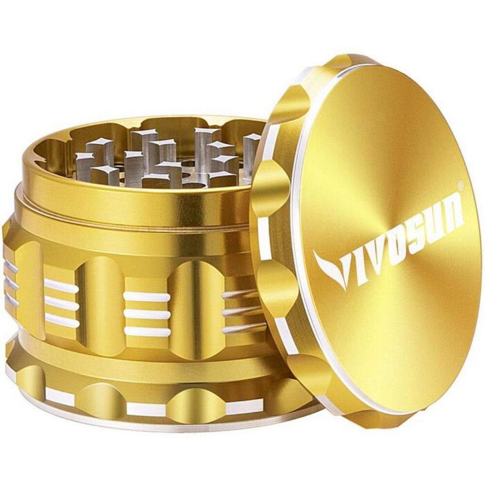 VIVOSUN 2.5 in. Herb Grinder Aluminium Spice Grinder With Pollen Scraper for Kitchen in Yellow X002DVZ33J