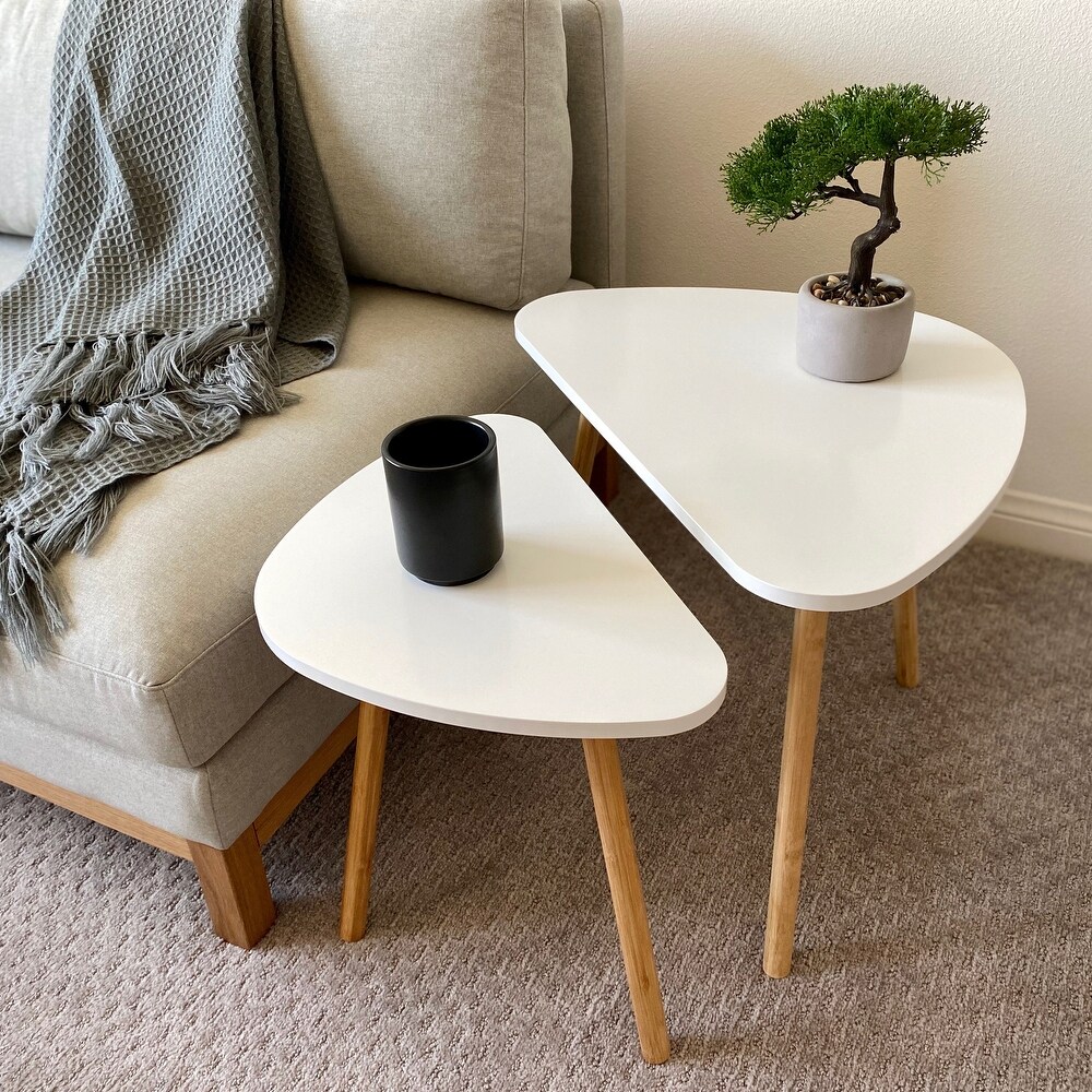 Cora Modern Contemporary Triangle Nesting Tables  Set of 2