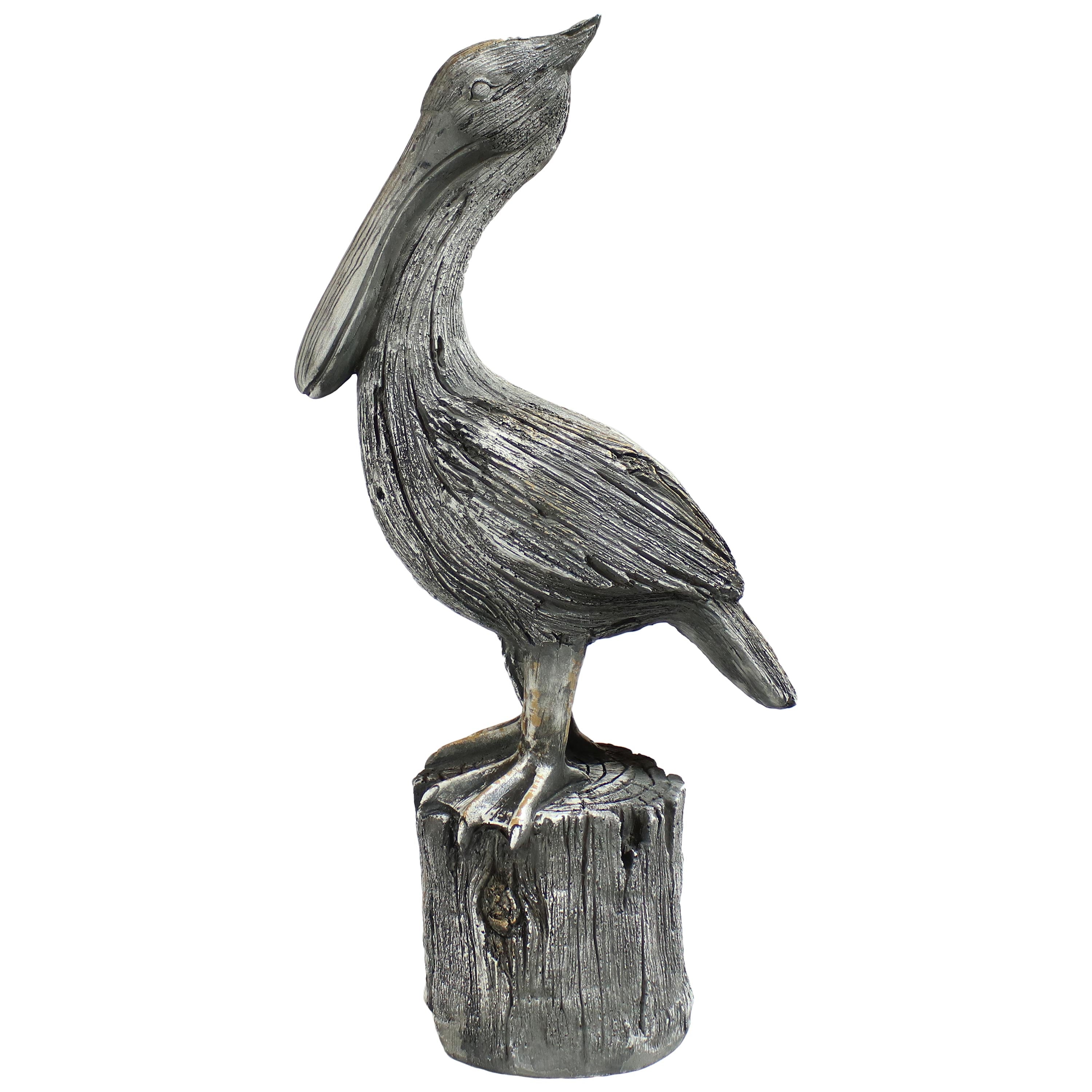 Sunnydaze Outdoor Polystone Nautical Pelican's Perch Garden Patio Lawn Landscape Statue - 22" - Gray