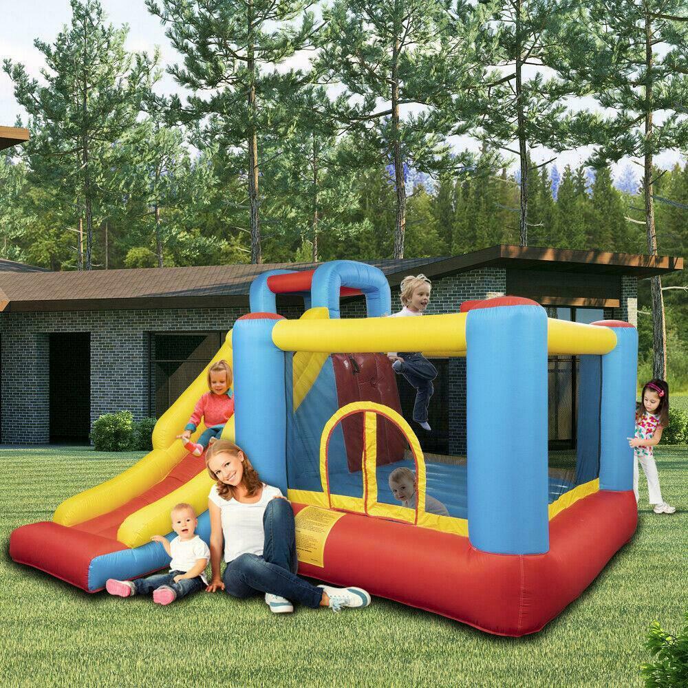 Children's safety inflatable bounce house, 840D Oxford cloth jumping surface, slide, trampoline, including fan, bouncy castle