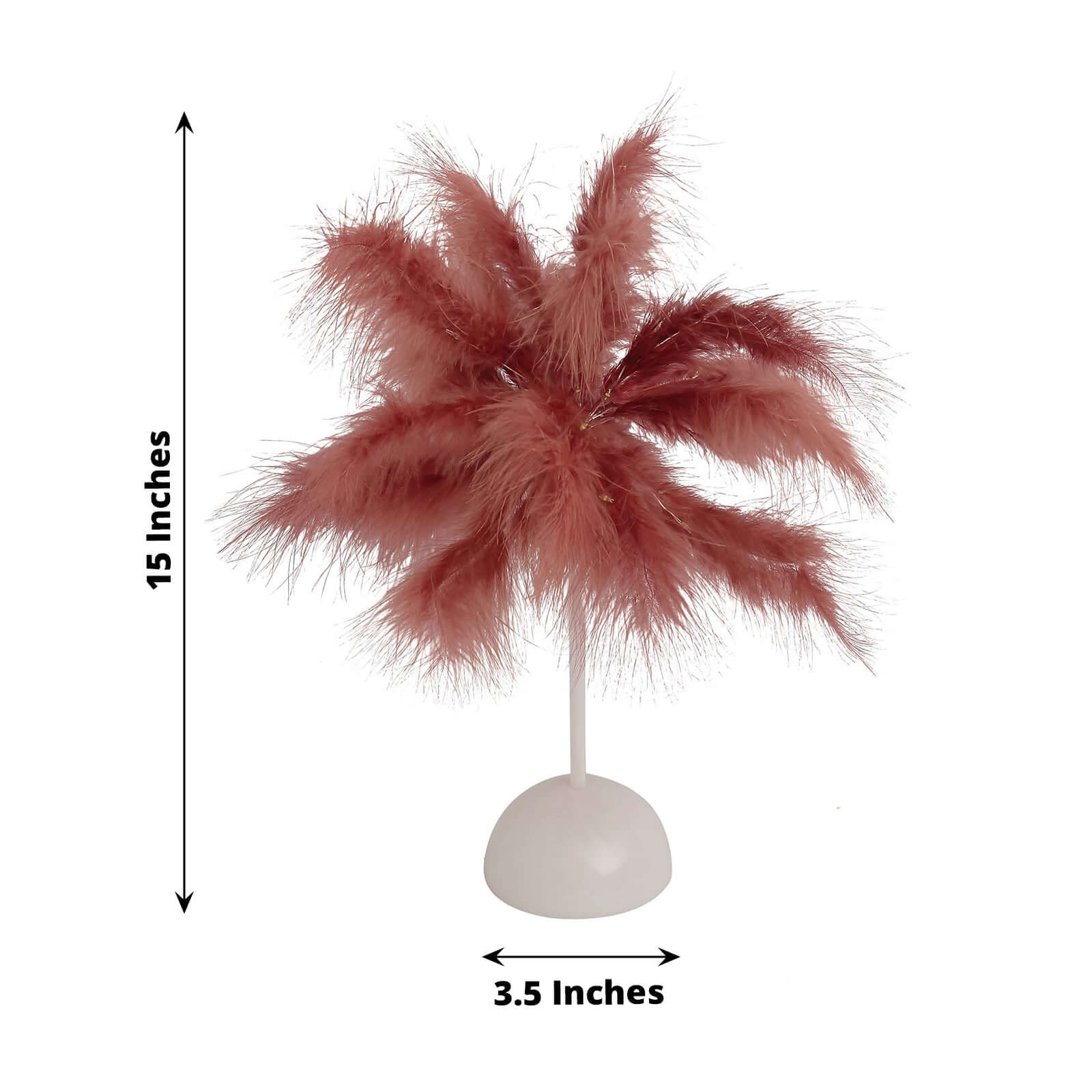 LED Cinnamon Rose Feather Table Lamp Desk Light, Battery Operated Cordless Wedding Centerpiece 15