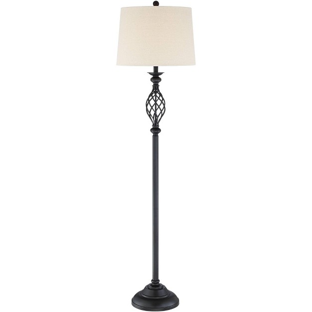 Tall Bronze Iron Scroll Cream Hardback Drum Shade For Living Room Bedroom Office House Home