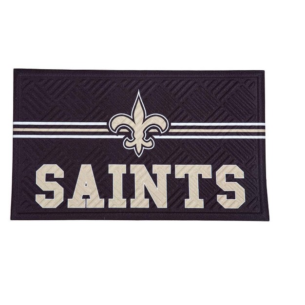 Evergreen Nfl New Orleans Saints Embossed Mat Cross Hatch Indoor And Outdoor Doormat