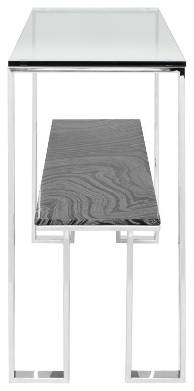 Gavino Console Table Black Wood Vein Marble Shelf Polished Stainless   Contemporary   Console Tables   by V.S.D Furniture  Houzz