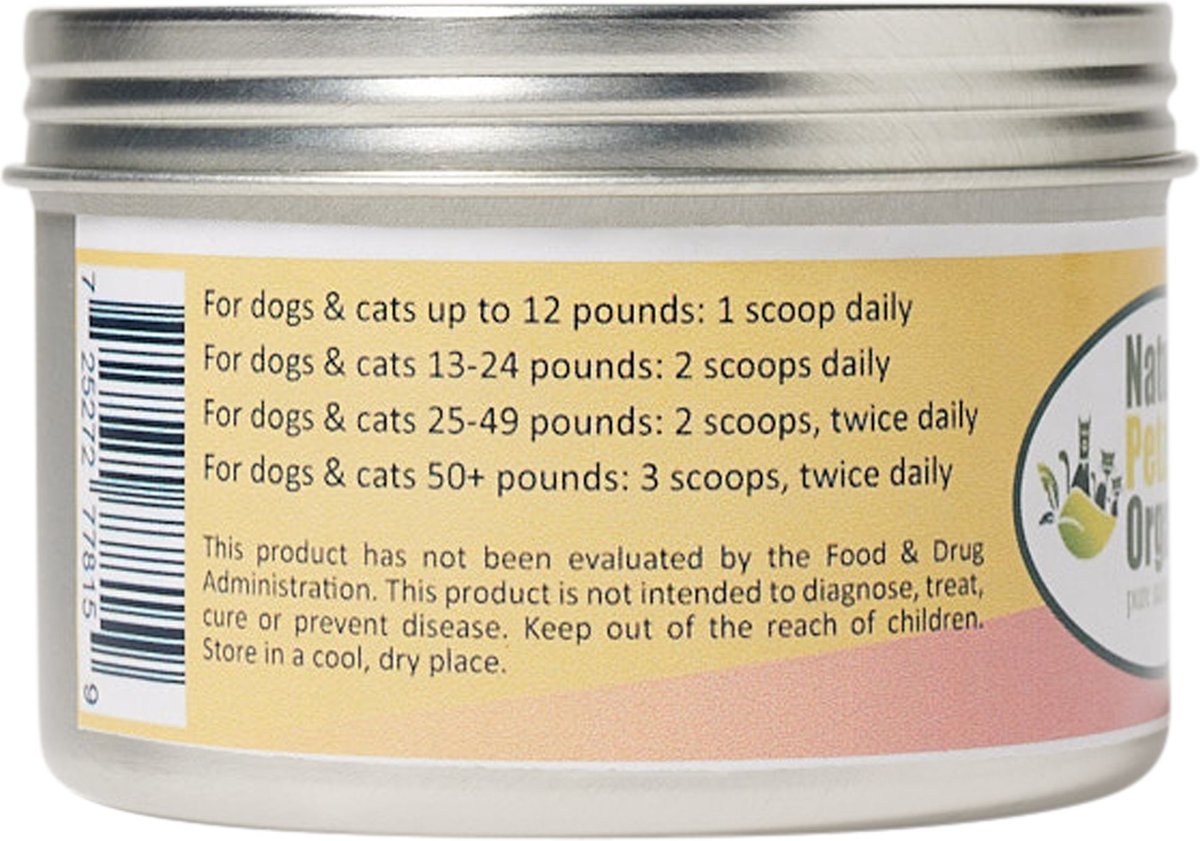 Natura Petz Organics Lumps and Bumps Turkey Flavored Powder Skin and Coat Supplement for Dogsand Cats， 4-oz tin