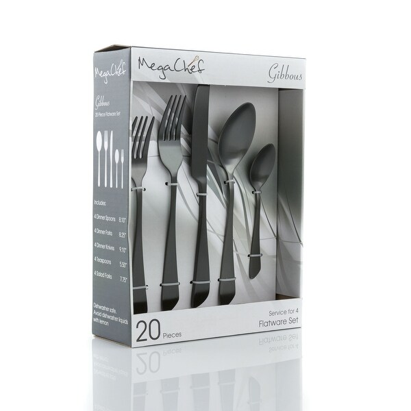 20 Piece Stainless Steel Flatware Set in Midnight Black