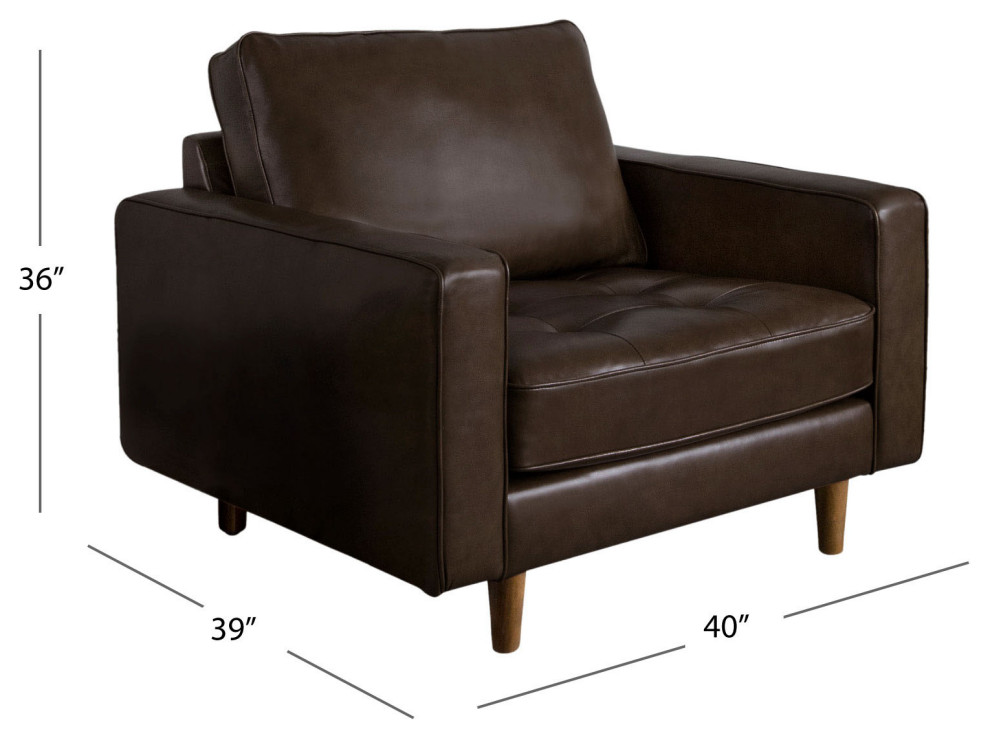 Hammond Mid Century Leather Armchair  Brown   Midcentury   Armchairs And Accent Chairs   by Abbyson Living  Houzz