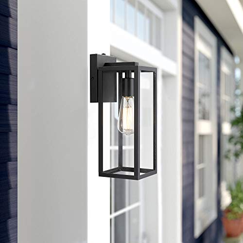 Bestshared Outdoor Wall Lantern, 1-Light Exterior Wall Sconce Light Fixtures,Wall Mounted Single Light, Black Wall Lamp with Clear Glass (Black, 4 Pack)