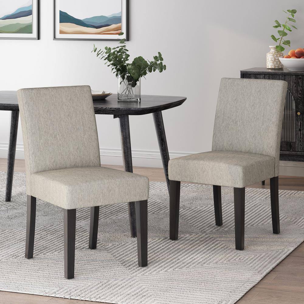 Noble House Benewah Light Gray and Gray Fabric Dining Chairs (Set of 2) 94198