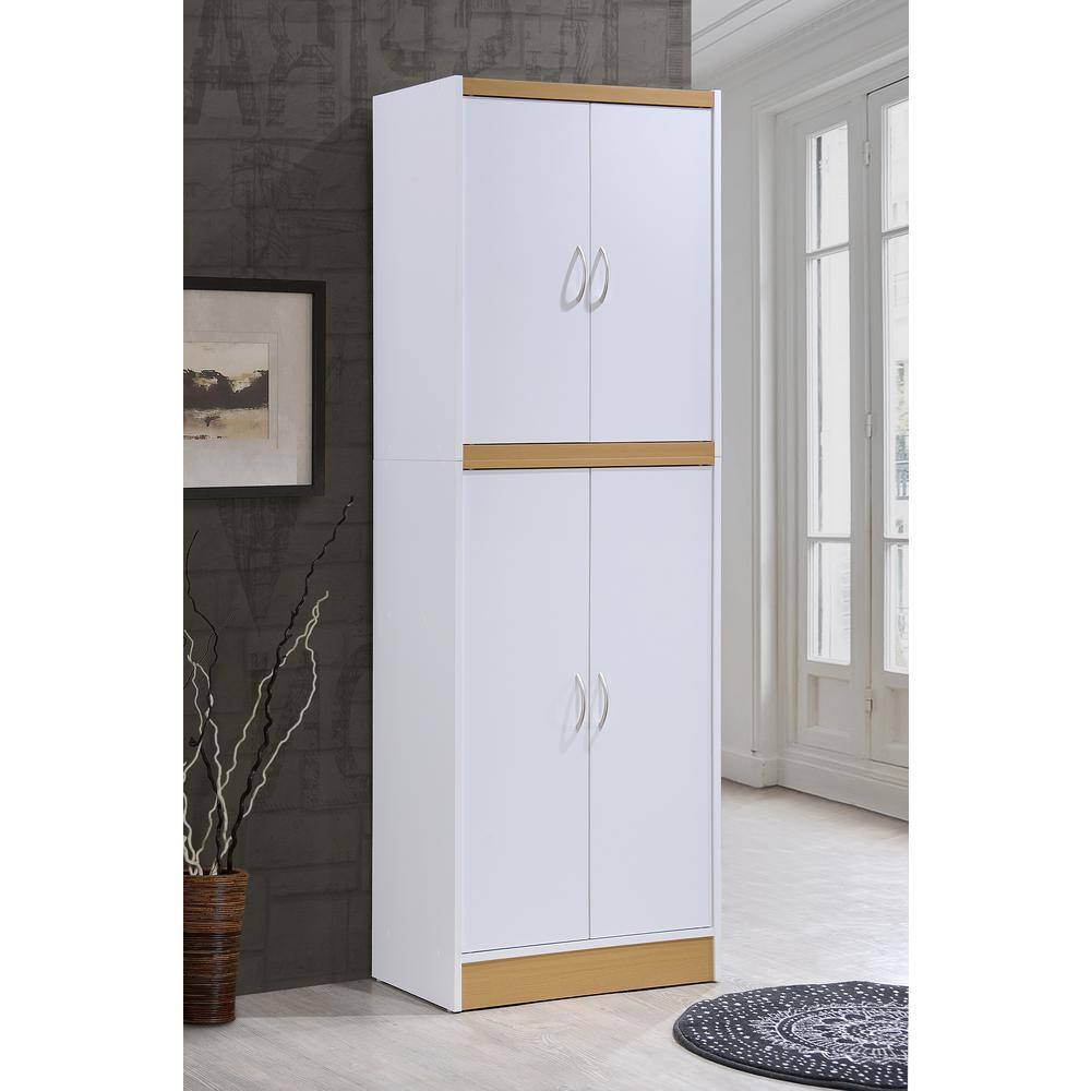 HODEDAH 4-Door White Kitchen Pantry HI224 White