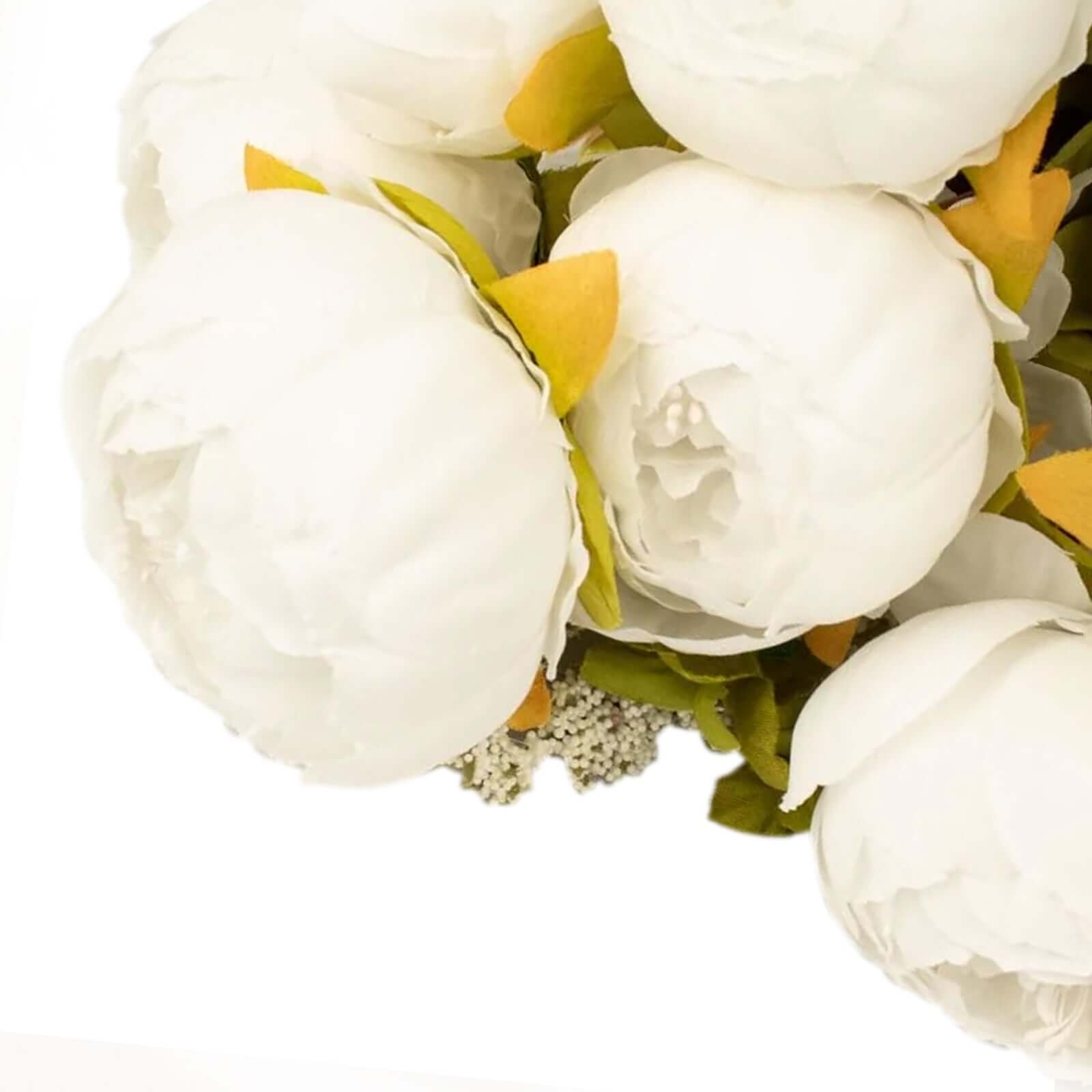 2 Pack White Artificial Peony Flower Wedding Bouquets, Faux Silk Flower Arrangements 19