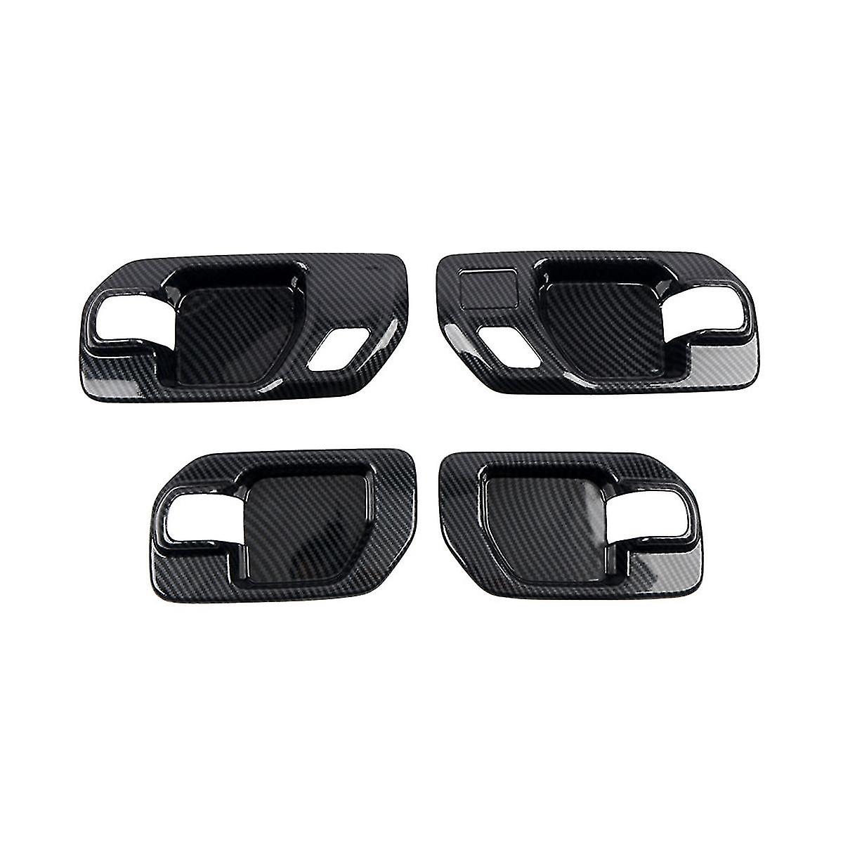 4pcs Carbon Fiber Inner Door Handle Bowl Panel Cover Trim For 2019 2020 2021 2022 Interior Moulding