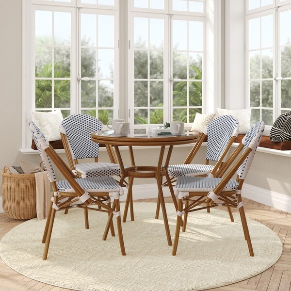 Indoor/Outdoor Commercial Bistro Set with Table and Four Chairs