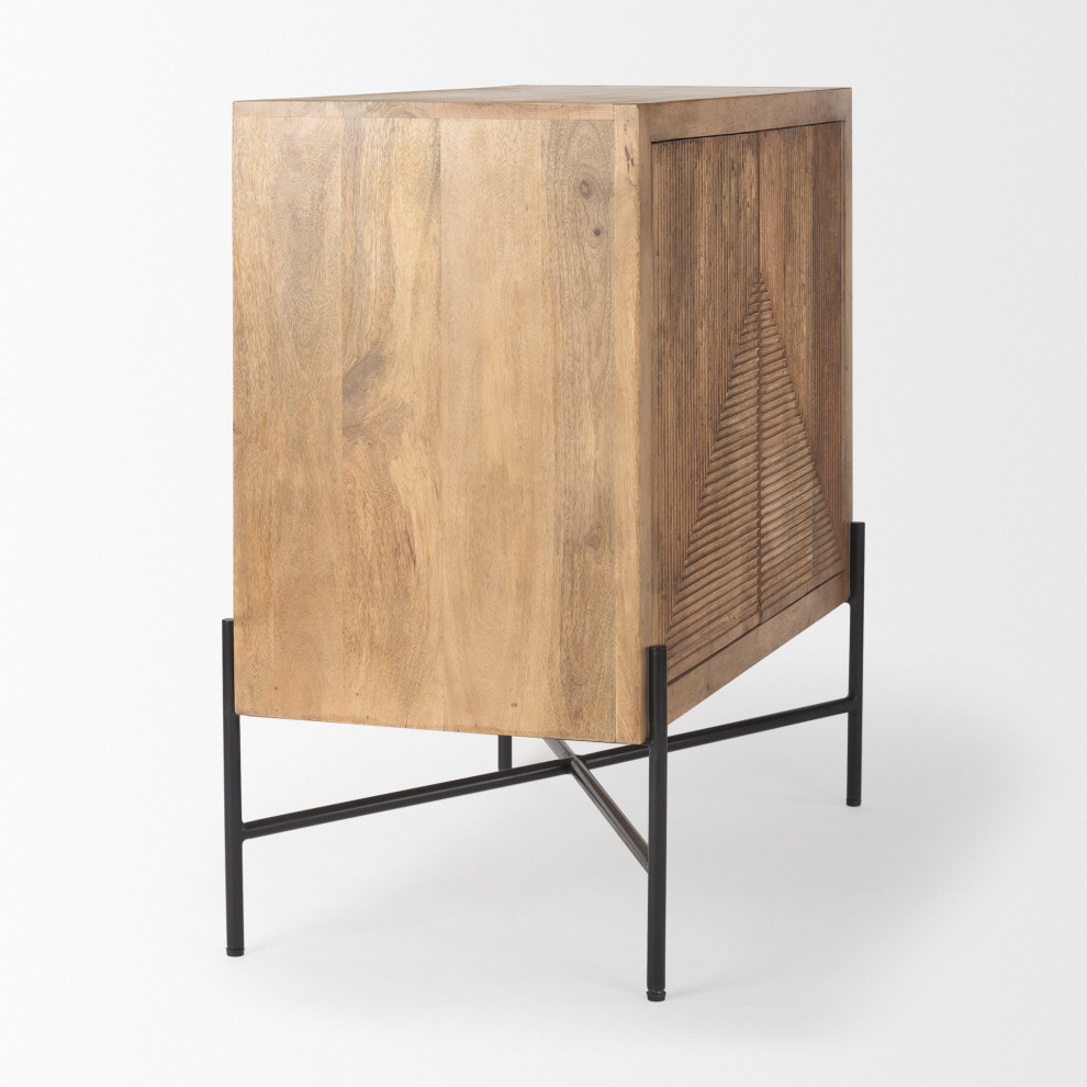 Cairo Light Brown Solid Wood With Black Iron Frame Accent Cabinet   Midcentury   Accent Chests And Cabinets   by Mercana  Houzz